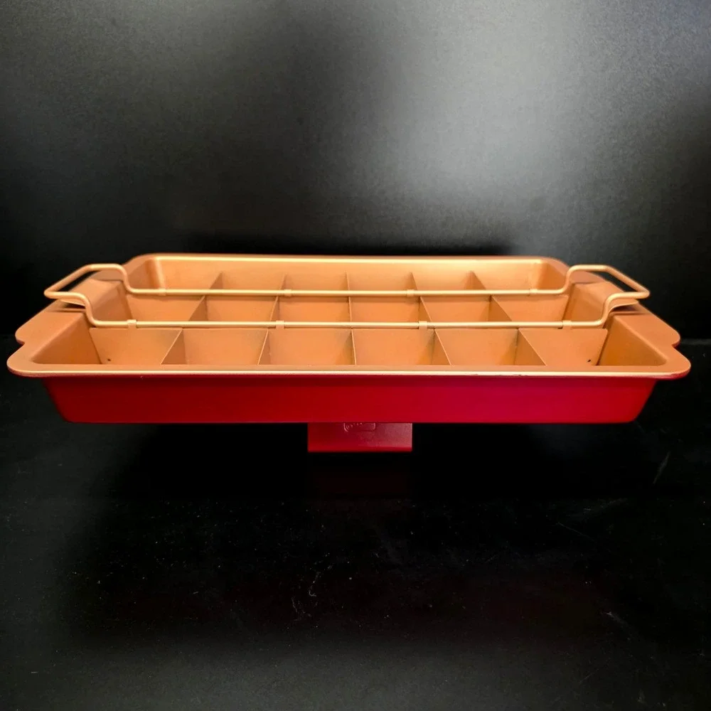 Red Copper Brownie Bonanza Pan Set Red 9x13 3-Piece Non-Stick Ceramic Bakeware